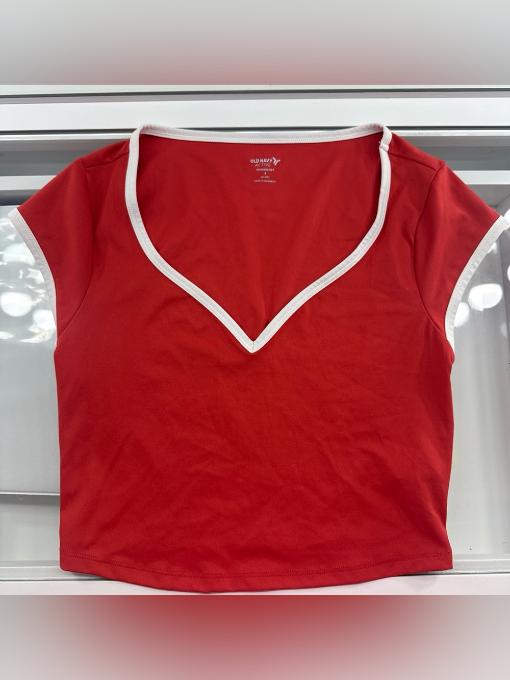 Old Navy Red Crop Top with White Trim
